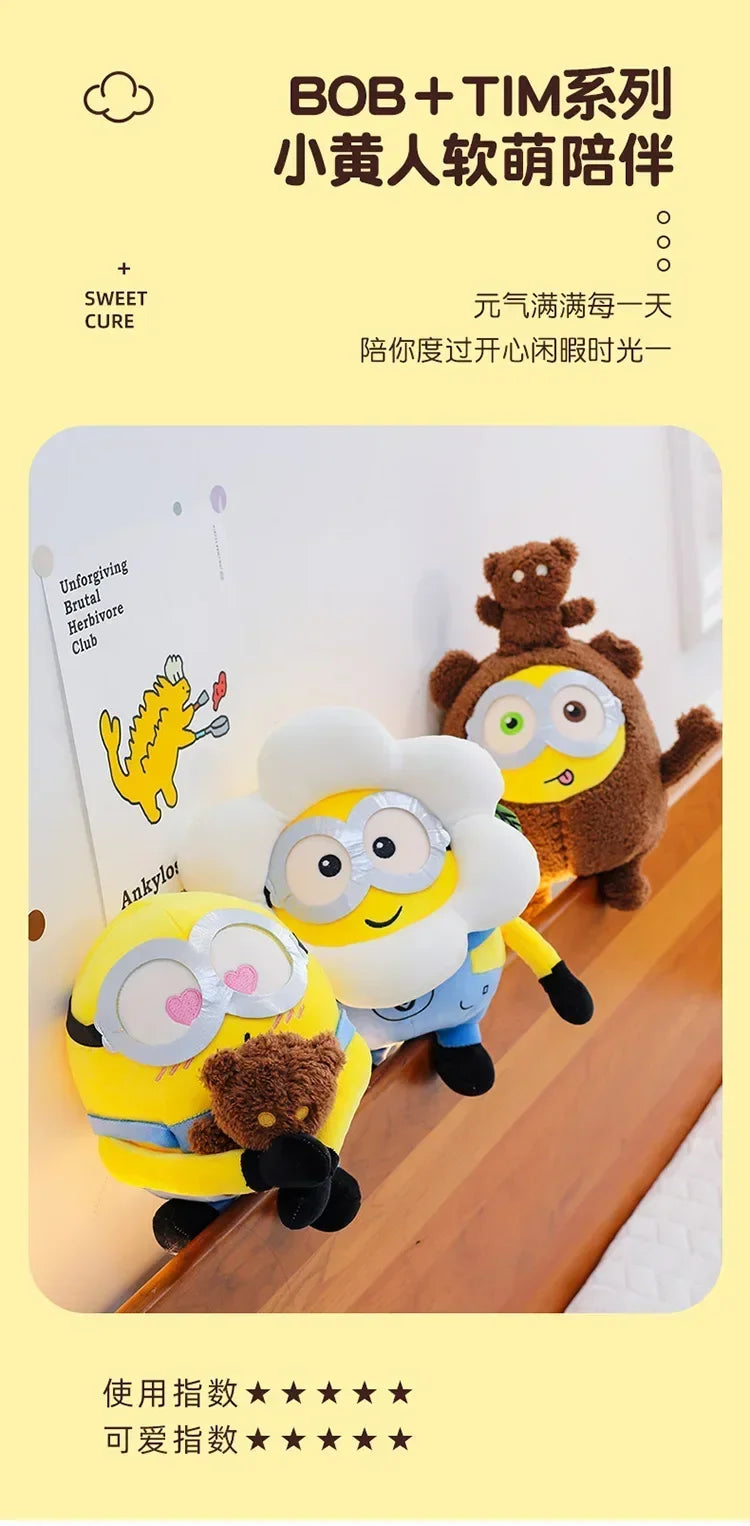 Movie Minions Plush Bob+Tim Series Bob Holding Tim Bear Doll High Quality Cute Animal Toys Christmas Gifts