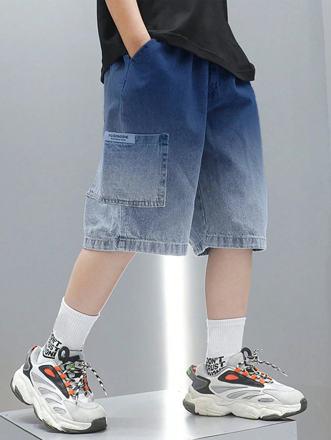 Boys light loose denim shorts