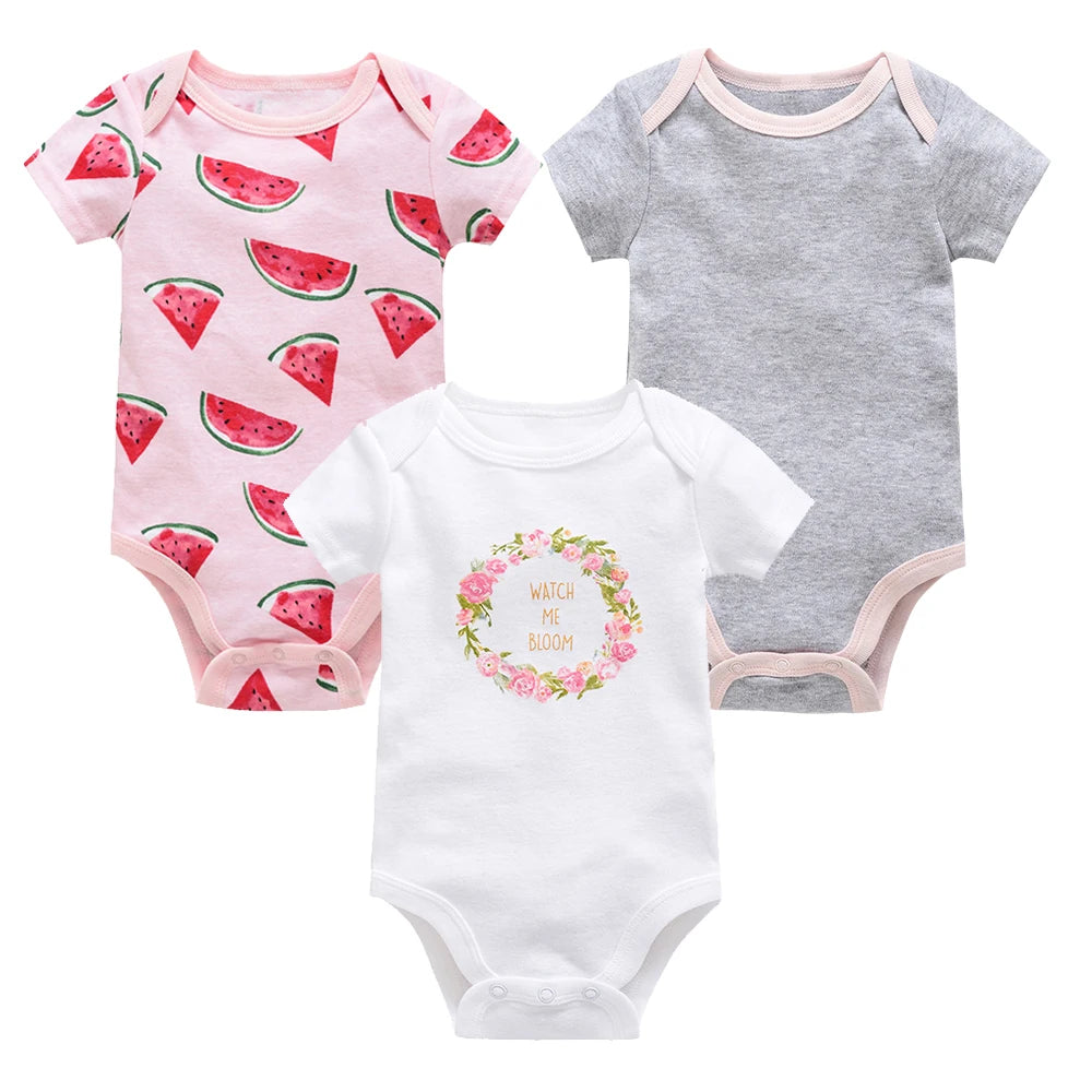 3/6 Pcs Newborn Short Sleeve Bodysuits