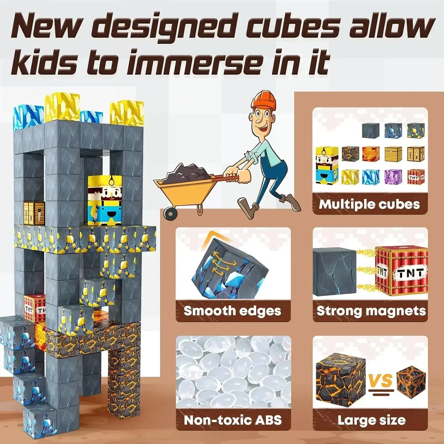 Magnetic Building Block Cube Mine World Set