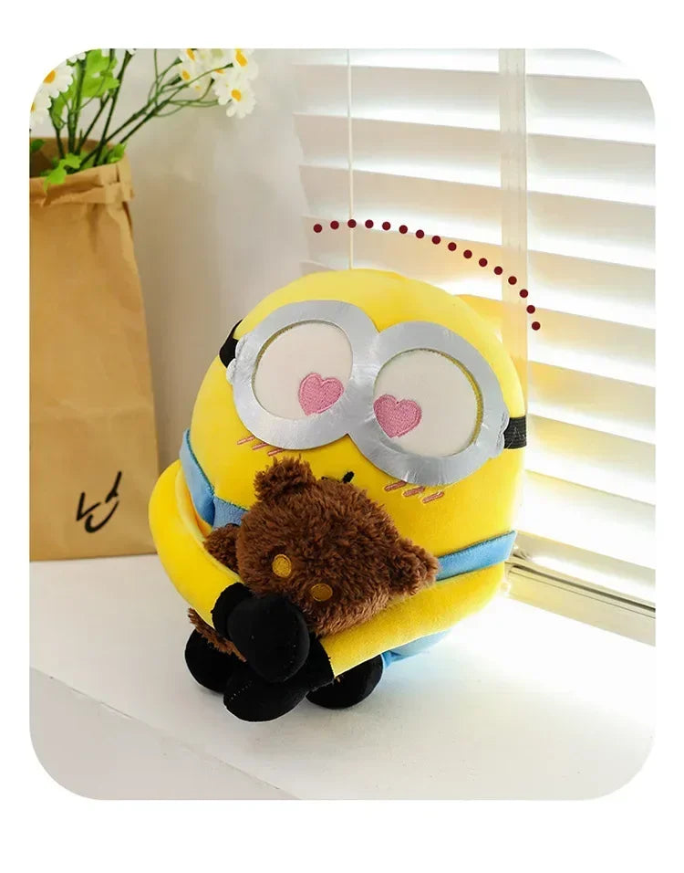 Movie Minions Plush Bob+Tim Series Bob Holding Tim Bear Doll High Quality Cute Animal Toys Christmas Gifts