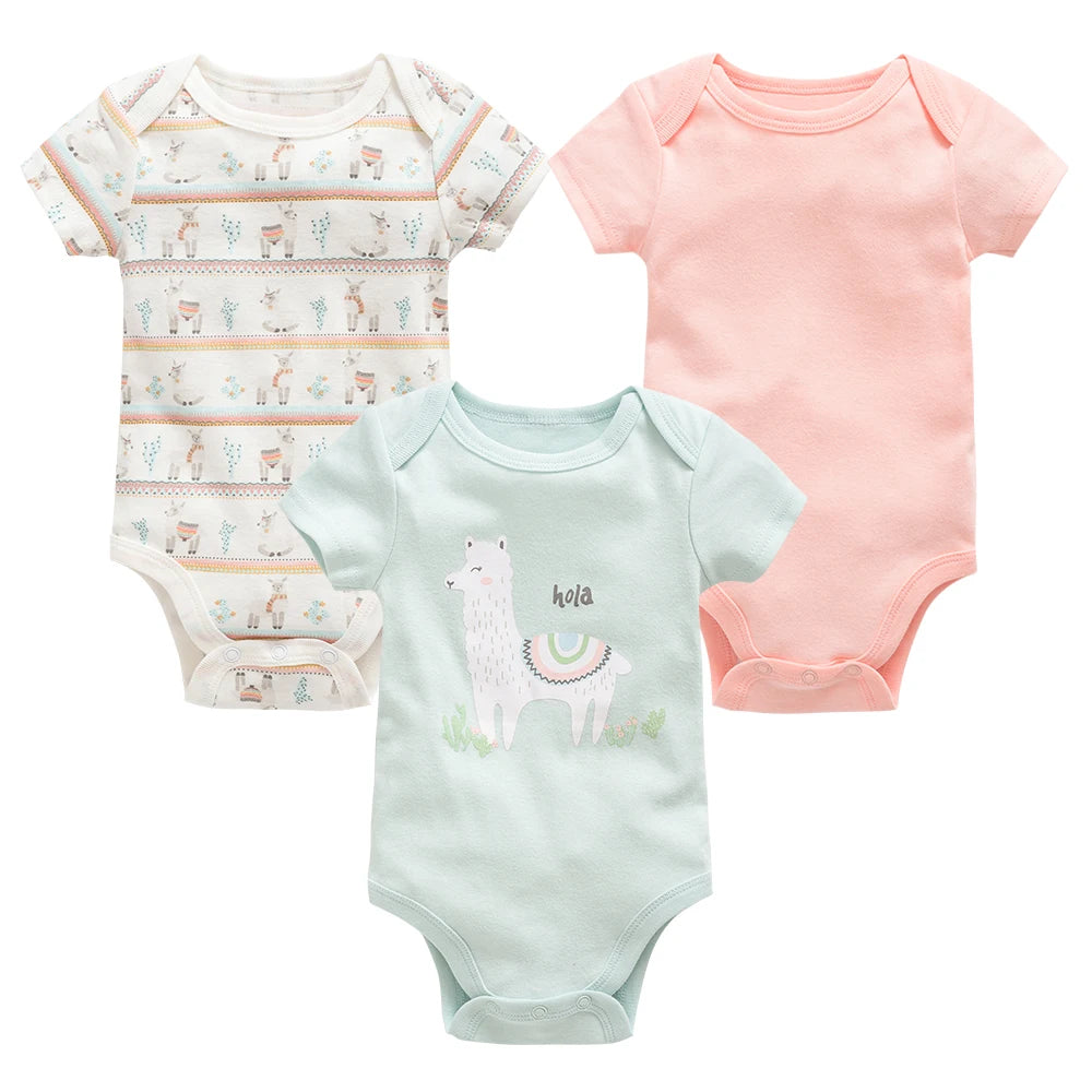 3/6 Pcs Newborn Short Sleeve Bodysuits