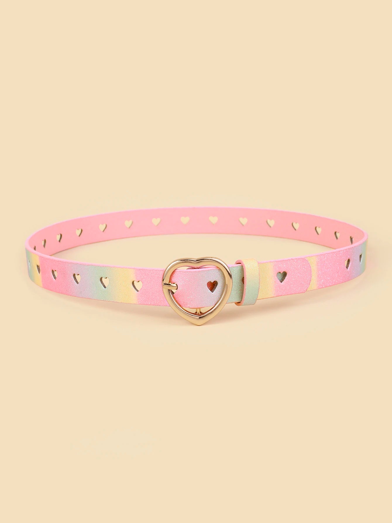 Peach Heart-shaped Pin Buckle Belt