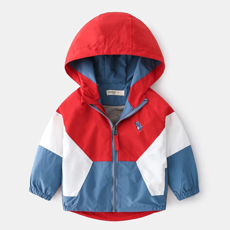 Kid's  Hooded Windbreaker With Pockets