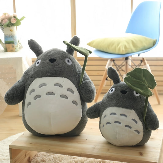 Cartoon Totoro Plush Toy Lovely Stuffed Movie Anime Grey Cat Plushies Totoro Hold Leaf Kawaii Doll Birthday Gifts Girl Kawaii