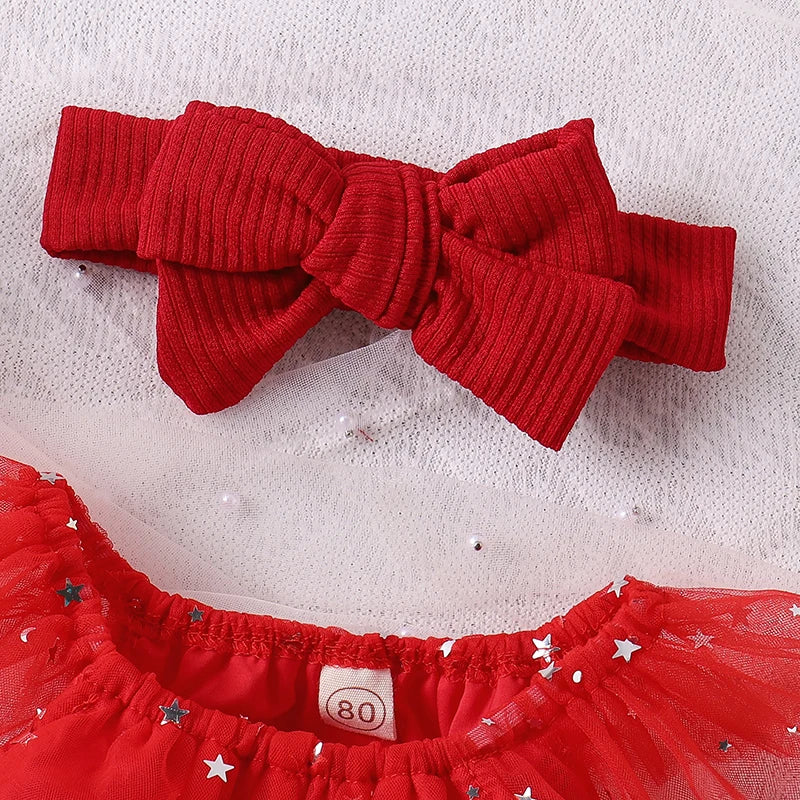 Baby Girl's Sparkly Dress with Matching Headband for Special Occasions and Parties