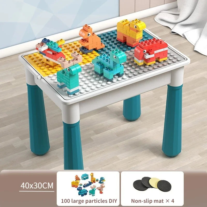 Children's Building Blocks Table Desk and Chairs Set