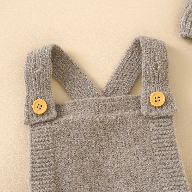 Baby's Knitted Romper With Hat