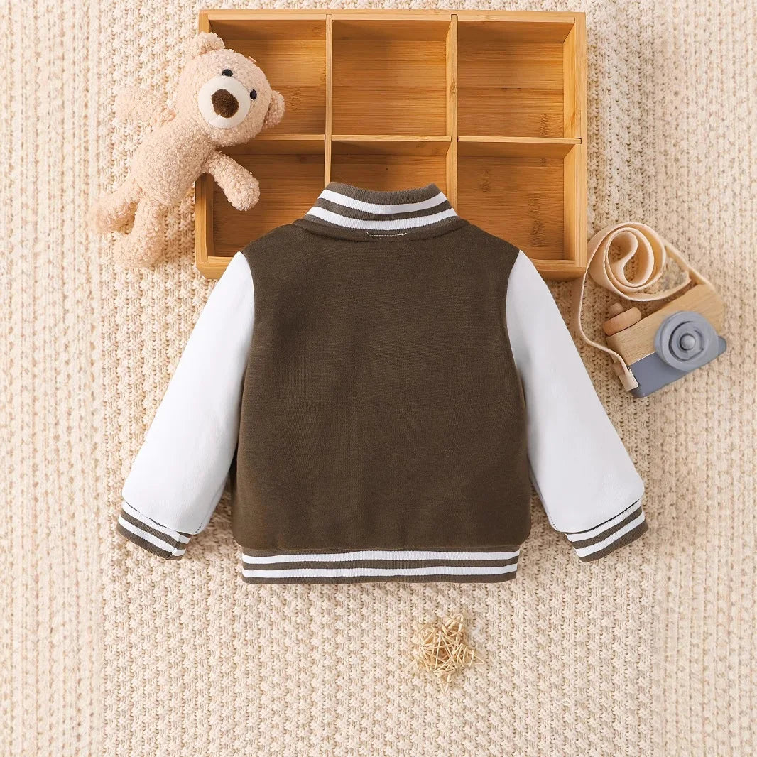 Toddler's Bear Embroidered Baseball Jacket