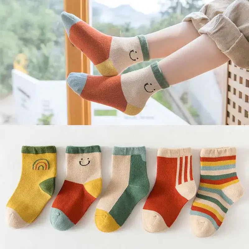 5 Pairs Stripes Cotton Socks