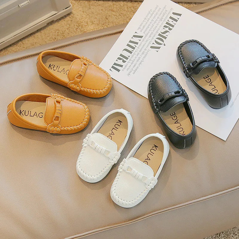 Kid's Leather Flats Slip-on Loafers