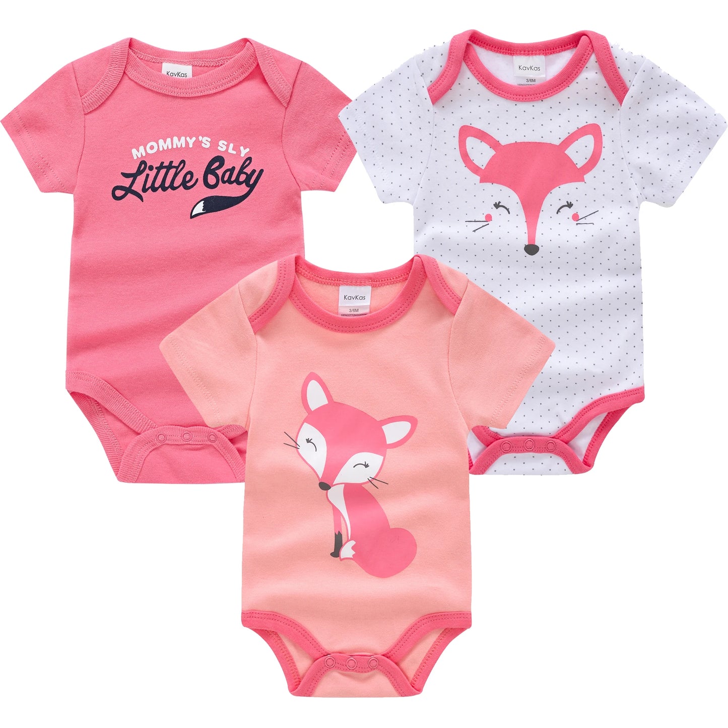 3/6 Pcs Newborn Short Sleeve Bodysuits