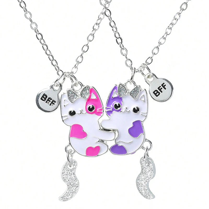 2 PCS Cute BFF Magnetic Necklace Set For Best Friends/ Sisters