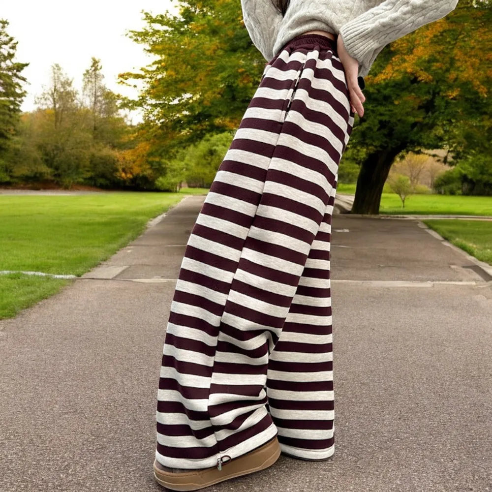 Girls Warm Casual Stripe Trousers