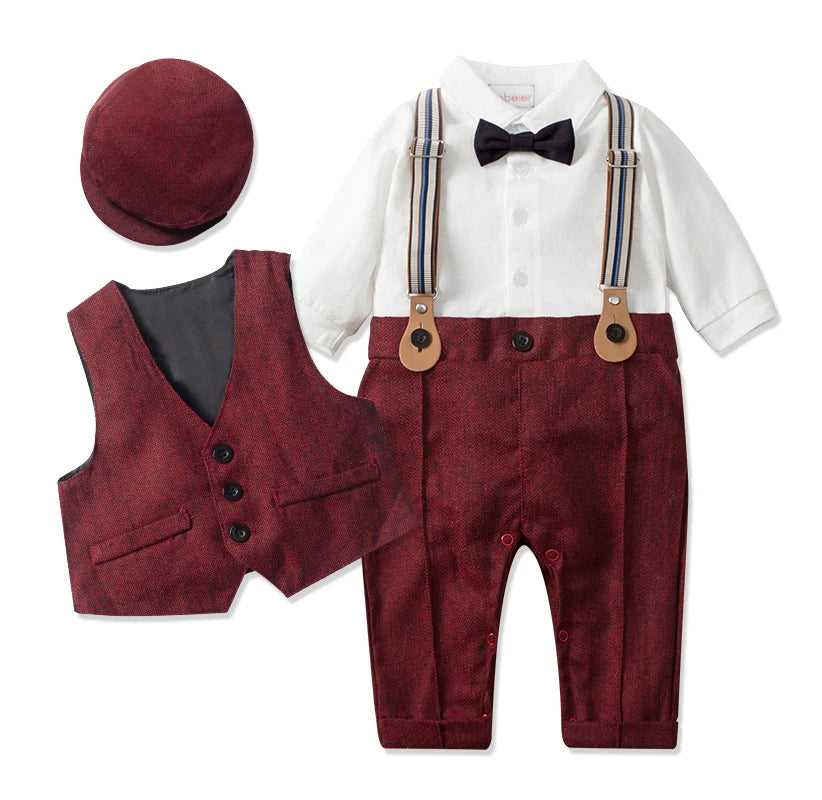 Baby Suits Romper + Vest + Hat