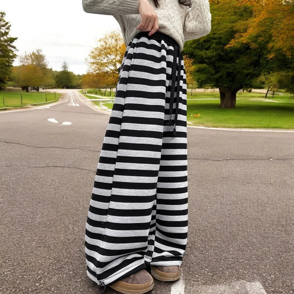 Girls Warm Casual Stripe Trousers