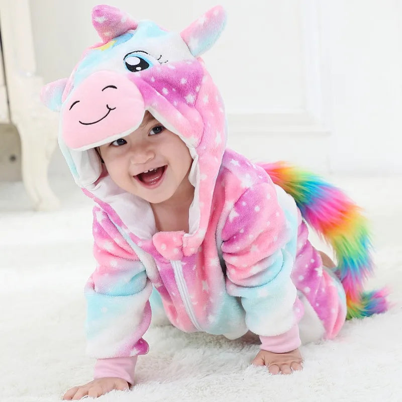 0 1 2 3 4 Years Kigurumi Pajamas for Toddler Baby Clothes Children Outfits Infant Dinosaur Unicorn Cat Monkey Cosplay Costumes