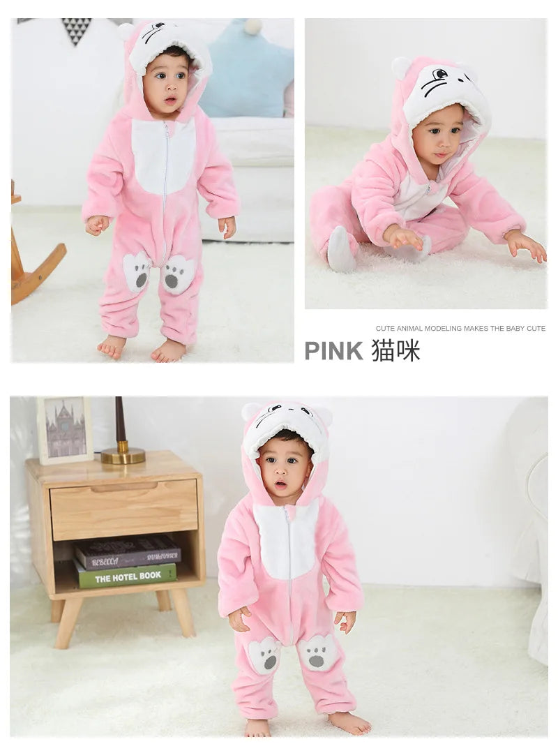 0 1 2 3 4 Years Kigurumi Pajamas for Toddler Baby Clothes Children Outfits Infant Dinosaur Unicorn Cat Monkey Cosplay Costumes