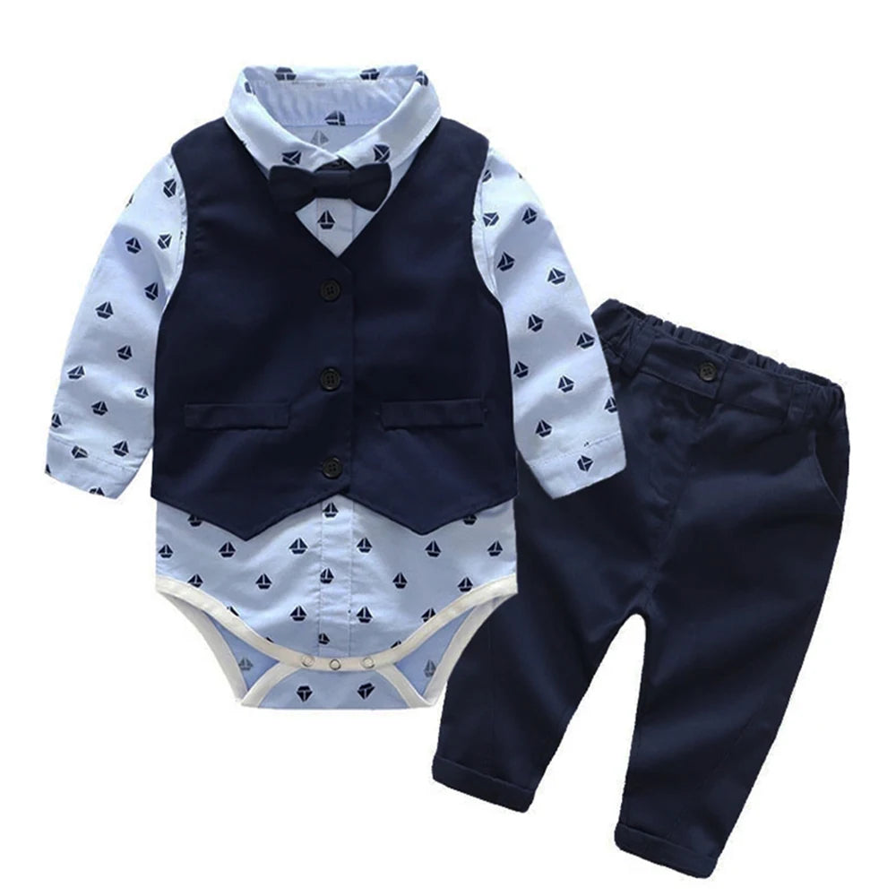 Baby Boy's  Romper + Vest Formal Outfit