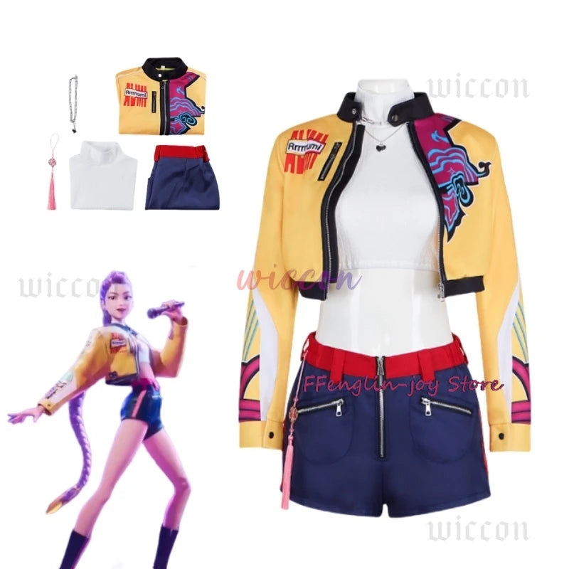 KPOP Huntrix Rumi Mira Zoey Cosplay Costume New Uniform Top Skirt Demon Hunters Superstar Girl Women Set Halloween Carnival