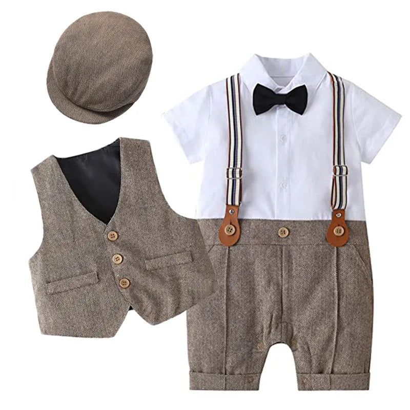 Baby Suits Romper + Vest + Hat