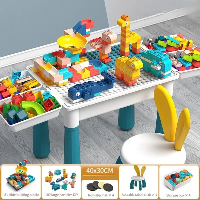 ToylinX Children's Building Blocks Table Desk and Chairs Set Kids Activity Table, Building Blocks Table Toy Gift for Toddlers