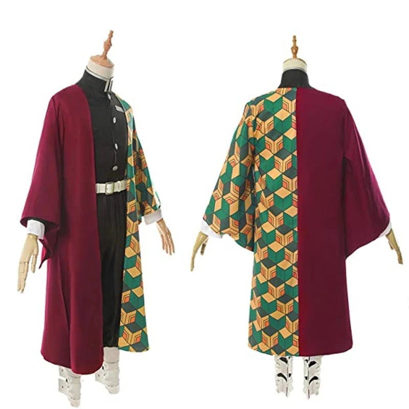 Anime Demon Slayer Kimetsu No Yaiba Tomioka Giyuu Cosplay Costume Suit Uniforms Costumes Wig Child Adult Party Gift