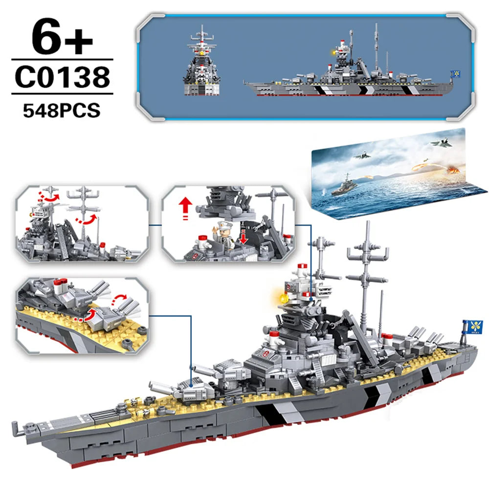 Warship Building Blocks Assembly Set