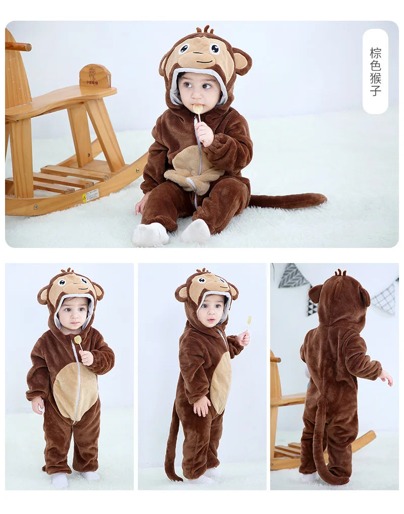 0 1 2 3 4 Years Kigurumi Pajamas for Toddler Baby Clothes Children Outfits Infant Dinosaur Unicorn Cat Monkey Cosplay Costumes