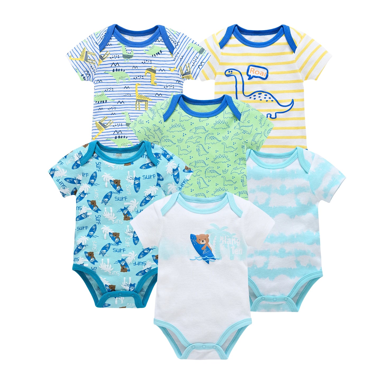 3/6 Pcs Newborn Short Sleeve Bodysuits