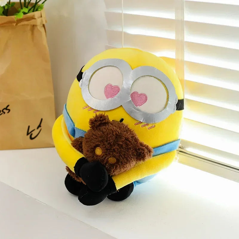 Movie Minions Plush Bob+Tim Series Bob Holding Tim Bear Doll High Quality Cute Animal Toys Christmas Gifts