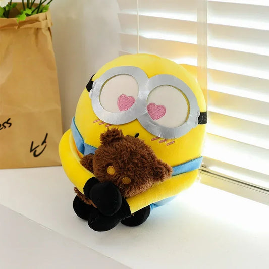 Movie Minions Plush Bob+Tim Series Bob Holding Tim Bear Doll High Quality Cute Animal Toys Christmas Gifts