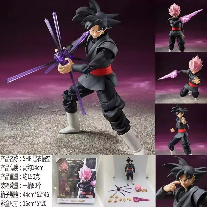 Dragon Ball Black Goku Zamasu 14cm Anime Action Figure Super Saiyan Movie Version Dbz Model With Multiple Accessories Toys Gifts