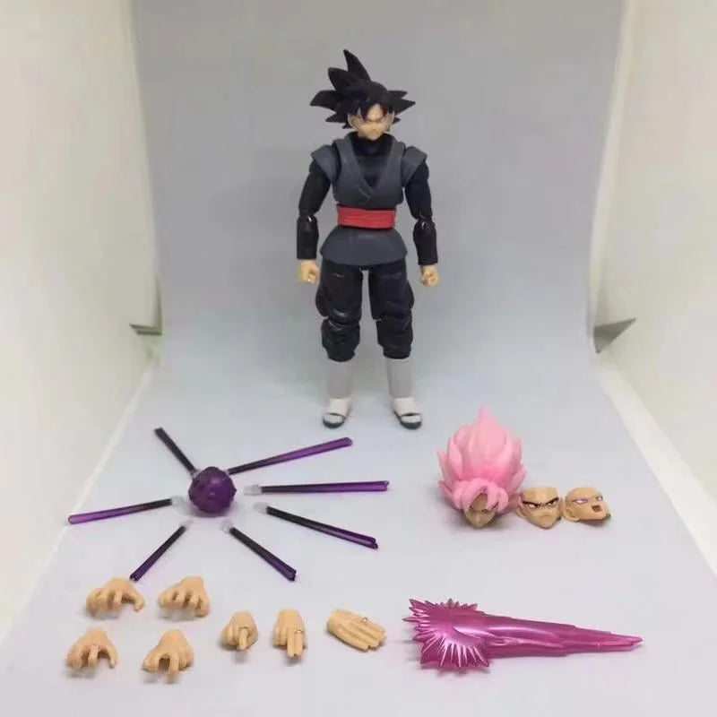 Dragon Ball Black Goku Zamasu 14cm Anime Action Figure Super Saiyan Movie Version Dbz Model With Multiple Accessories Toys Gifts