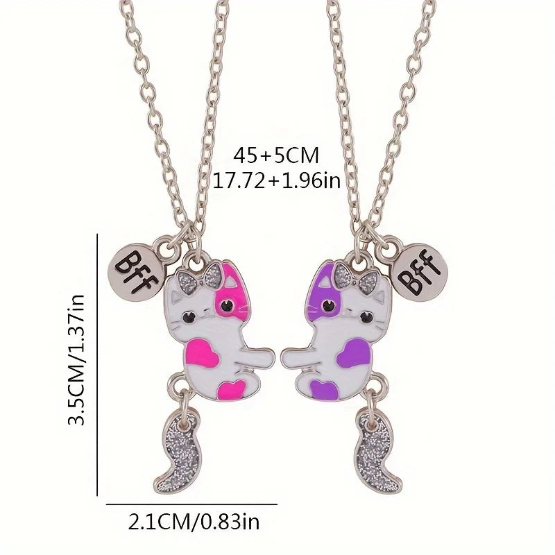 2 PCS Cute BFF Magnetic Necklace Set For Best Friends/ Sisters