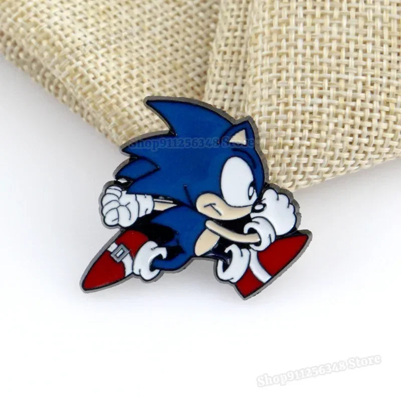 Cartoon Movie Sonics Necklace Keychain Badge Kawaii Anime Figure Enamel Pins Keyring Men Women Pendants Jewelry Accessories Gift