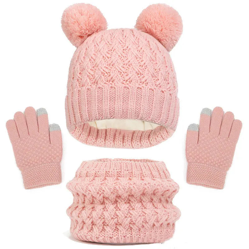 Wool Knitted Hat Scarf and Gloves Luxury Set