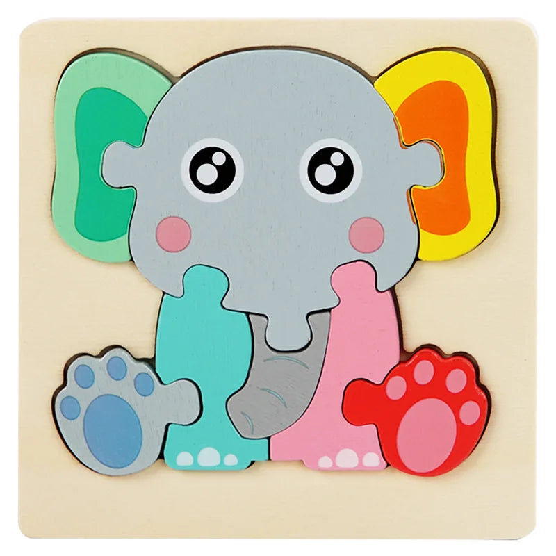 Montessori Animals Cartoon Wooden Puzzles