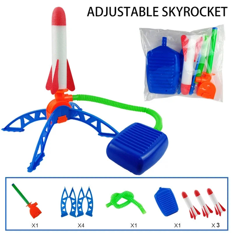 Kid's Outdoor Foot Pump Air Powered Rocket Launcher