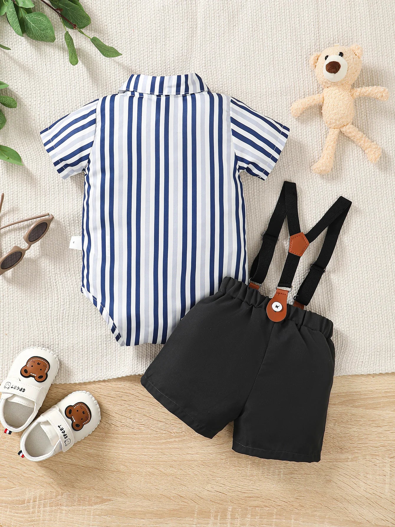 Baby Boy Polo Collar Striped Short Sleeve Dress