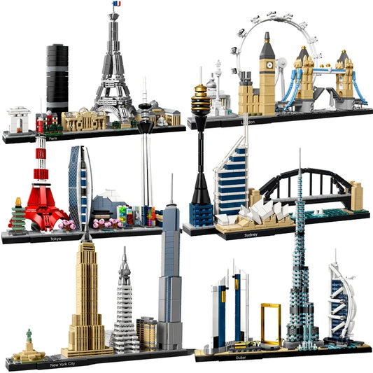 New York London Pairs Dubai Lanmark City Skyline Building Blocks