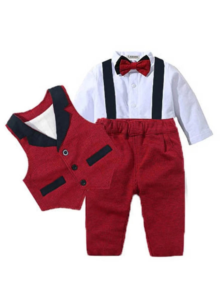 Baby Boy's  Romper + Vest Formal Outfit