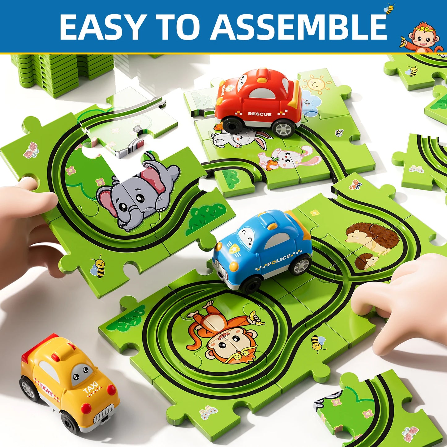 Race Track Jigsaw Puzzle  Car Set Toys for Kids