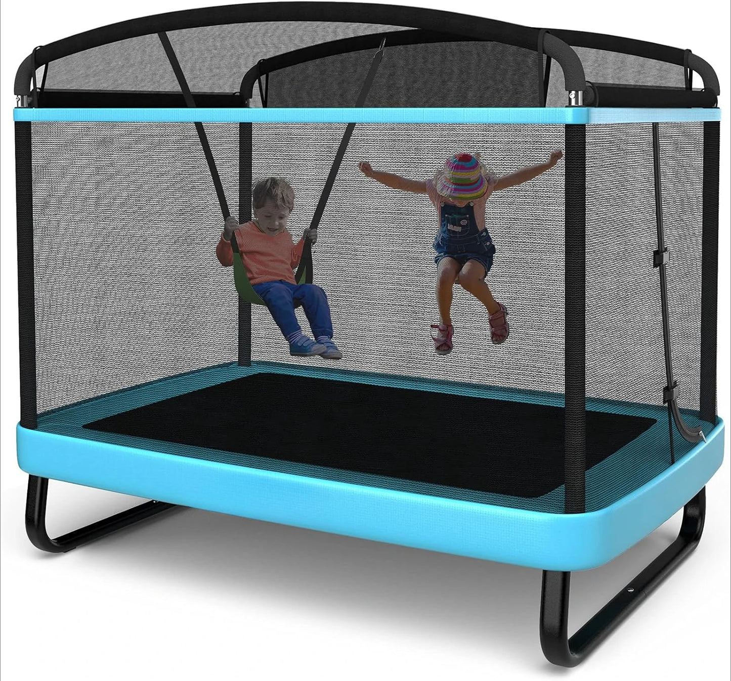 Rectangle 6FT Toddler Trampoline with Swing & Enclosure Safety Net