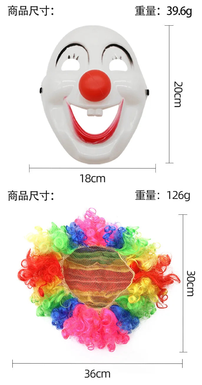 Halloween Adult Clown Costume Set Cosplay Performance Magic Show Party Role Play Props Includes Dress