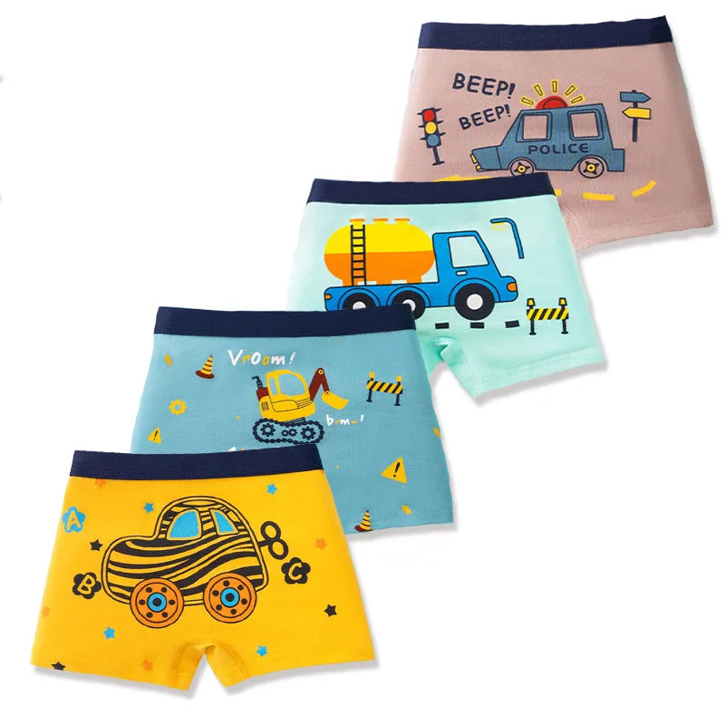 4 Pcs/Set Boy's Cotton Boxer