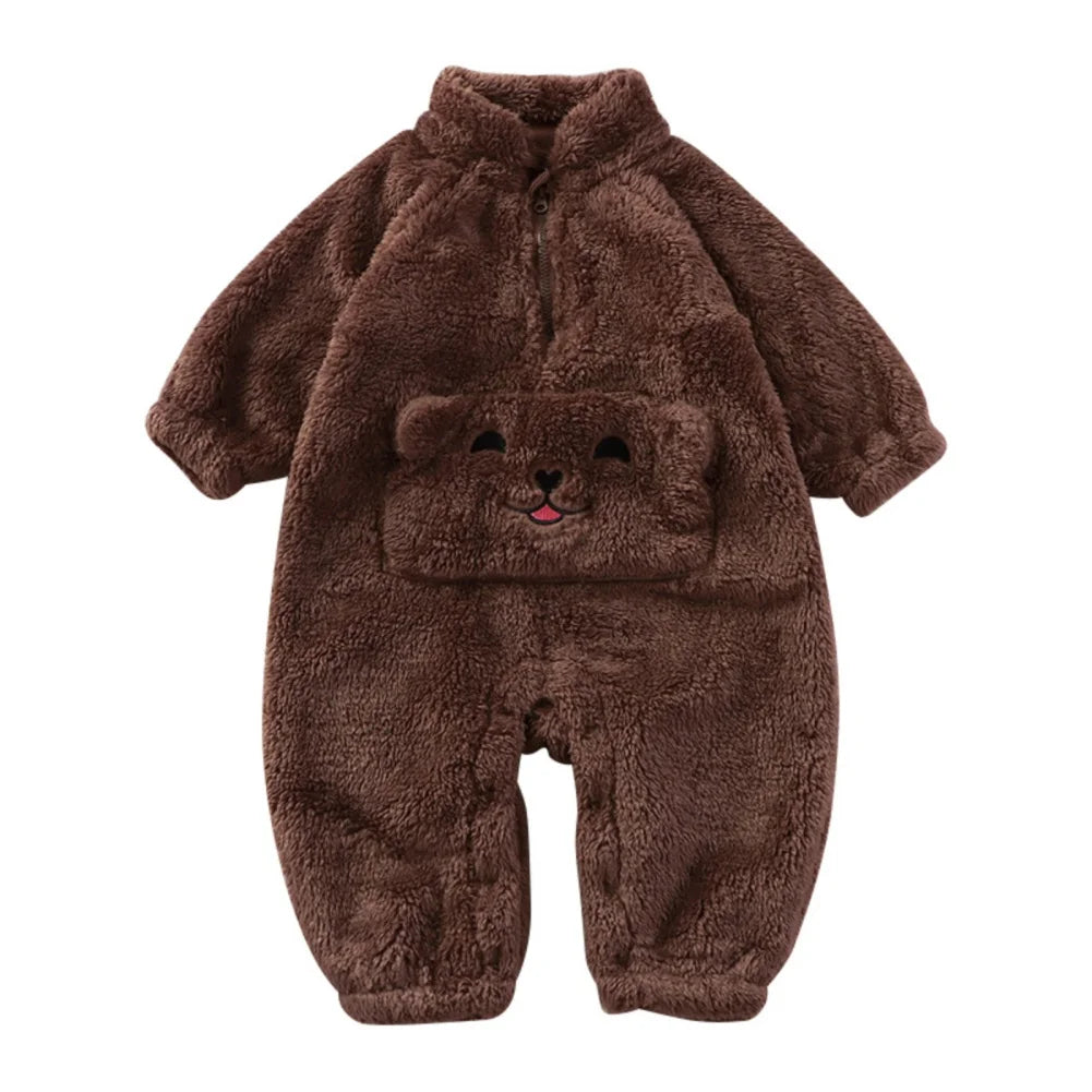 Newborn Baby's Coral Fleece Winter Jumpsuits