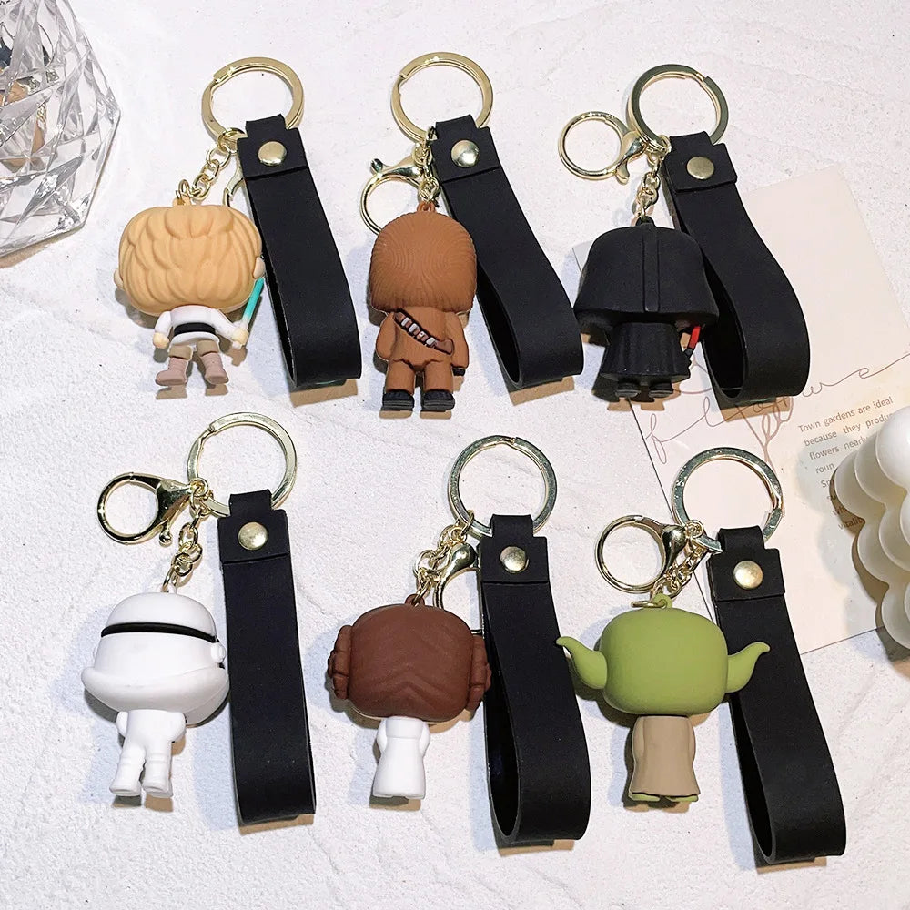 Disney Movie Star Wars Keychain Darth Vader Yoda Chewbacca Doll Handbag Pendant Keyrings Key Holder Decor for Boys Birthday Gift