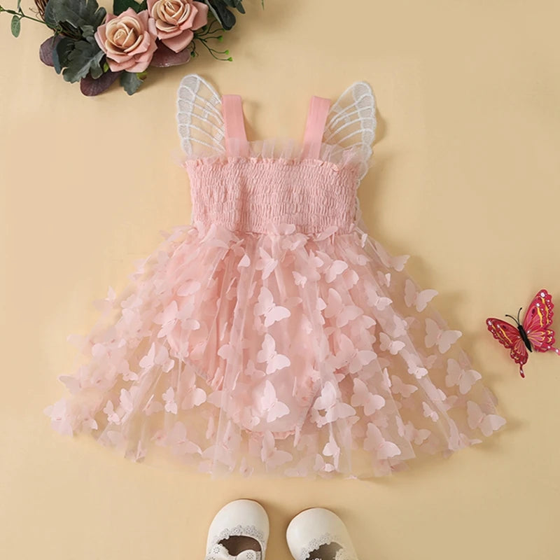 Toddler Girl's Sleeveless Floral Lace Ruffle Romper Dress