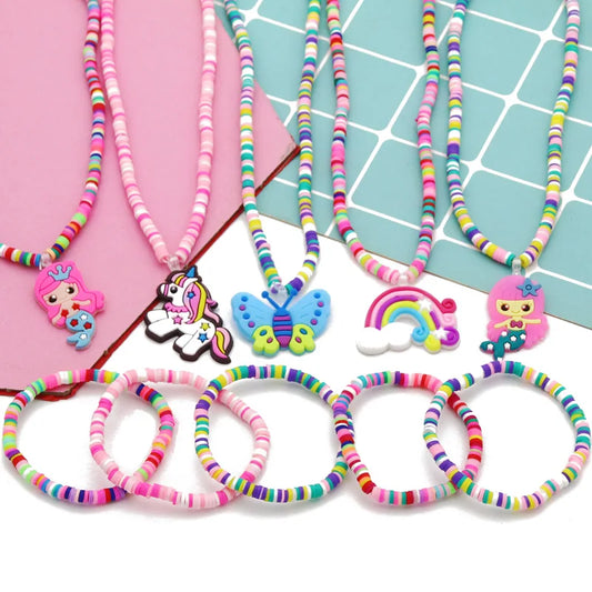 2pcs/Set Clay Beads Necklace Bracelet